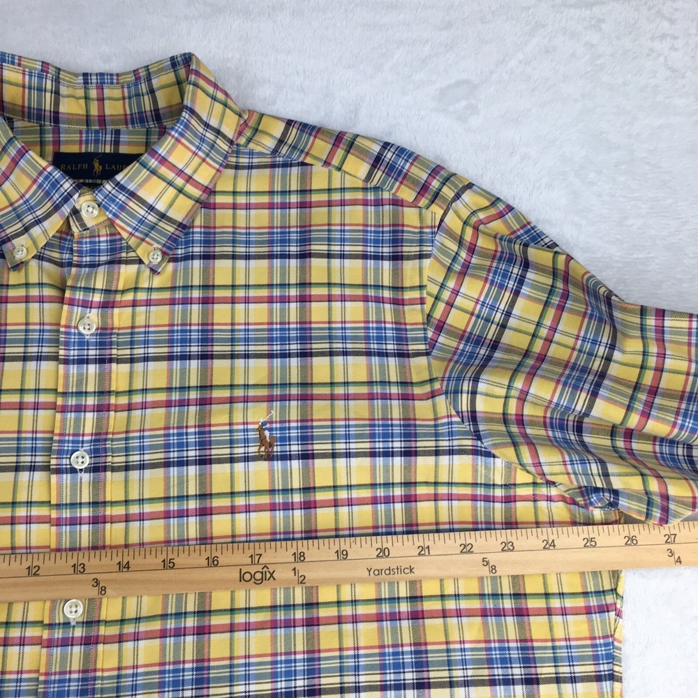 Ralph Lauren Shirt Mens XL Yellow Plaid Classic Fit Embroidered Long Sleeves - Picture 8 of 10